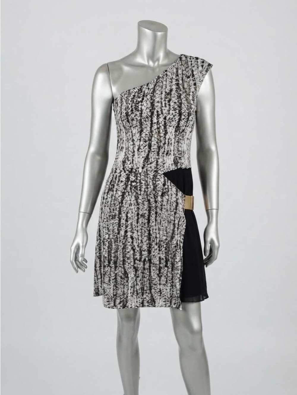 Sachin + Babi Sz 4 One Shoulder Dress Leather Pleated Asymmetric Cocktail Party